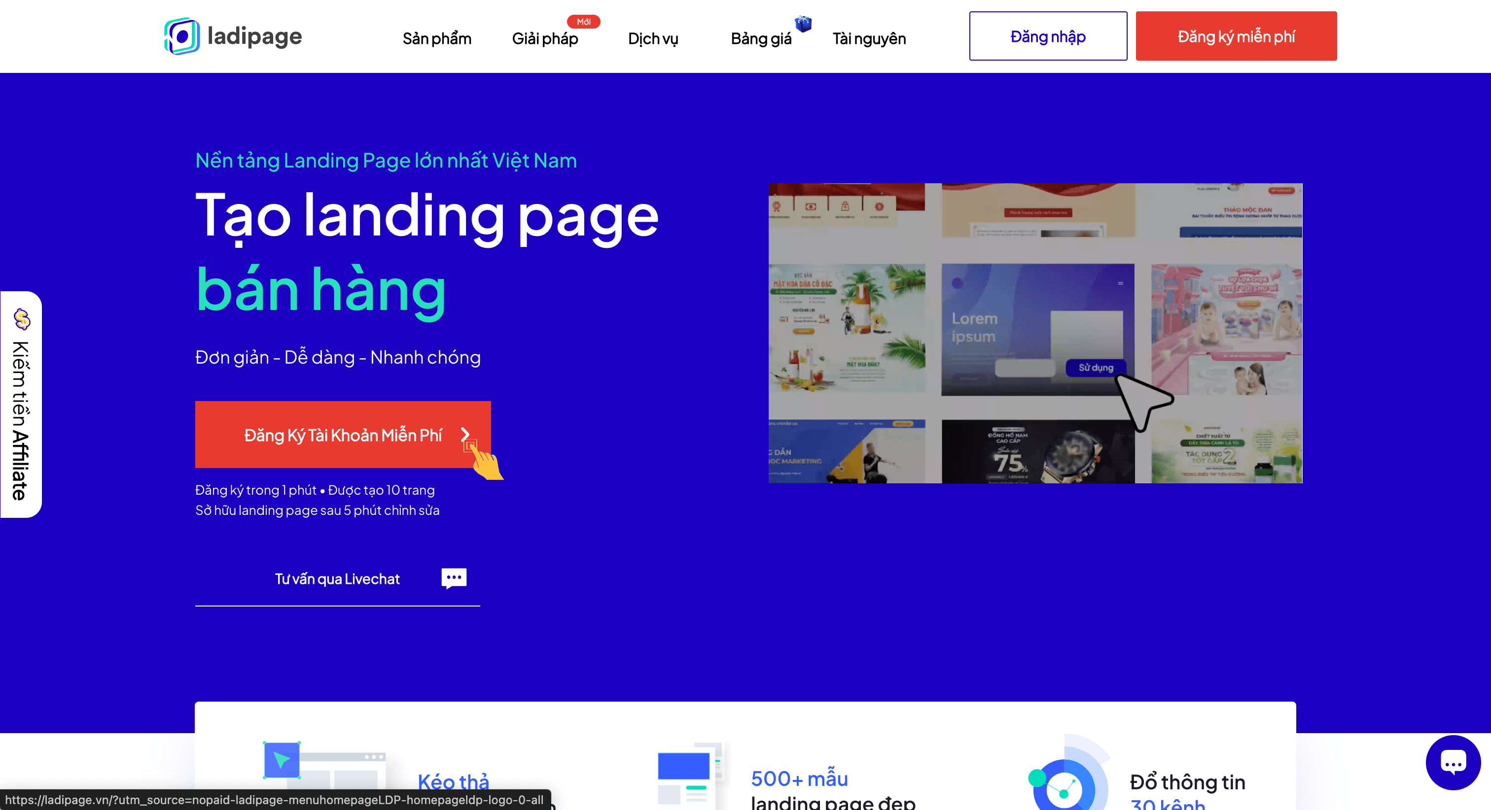Ladipage Website Homepage