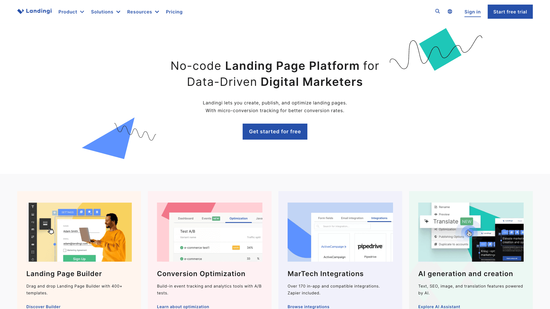 Landingi Website Homepage