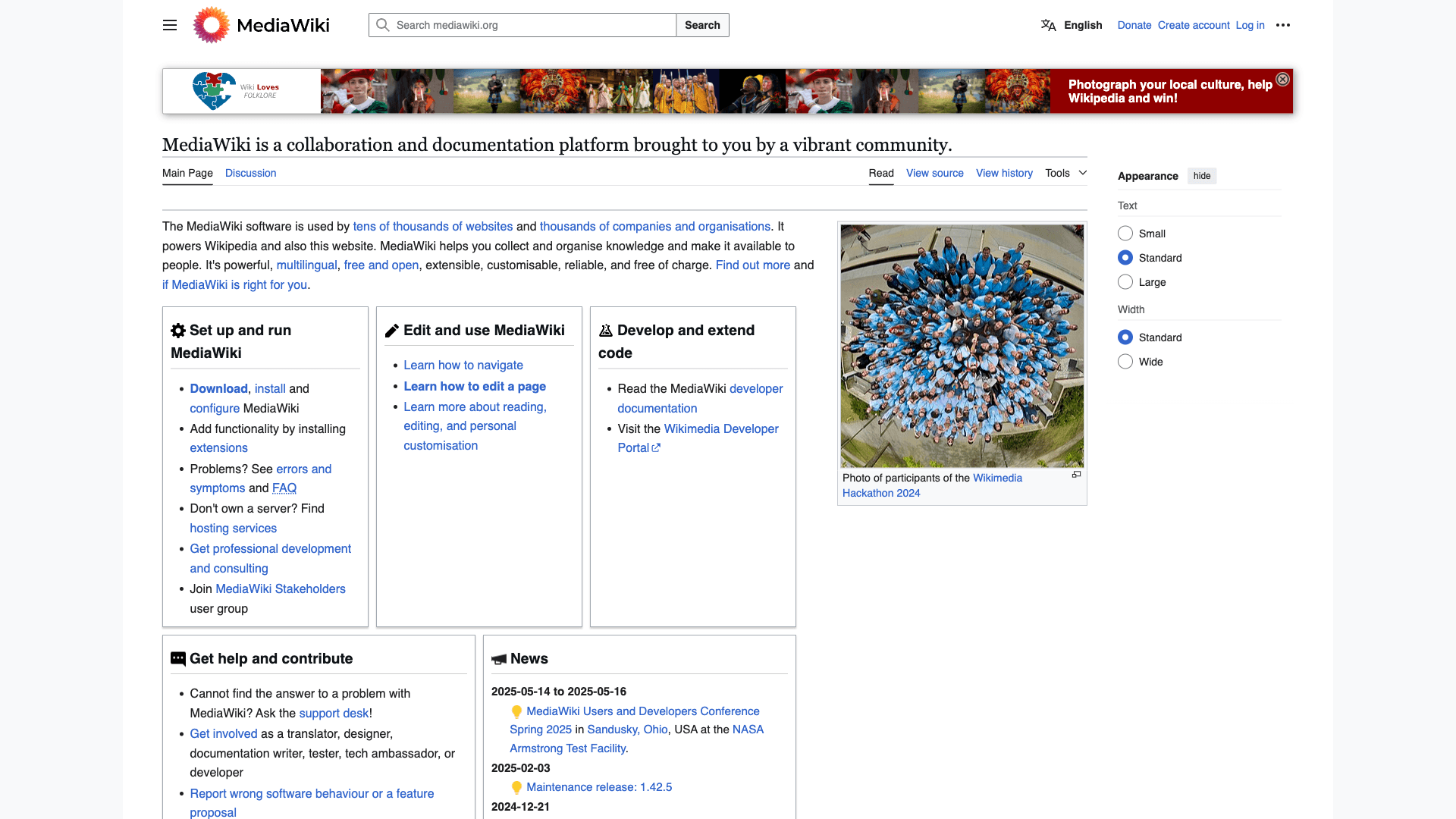 MediaWiki Website Homepage