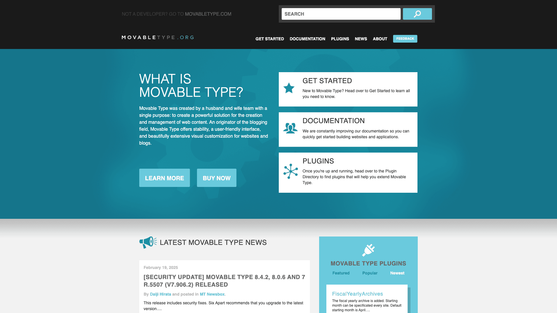 MovableType Website Homepage