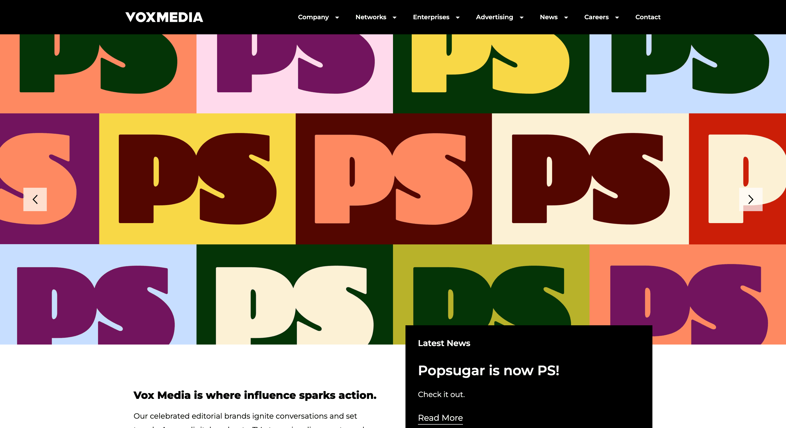 Vox Media Website Homepage