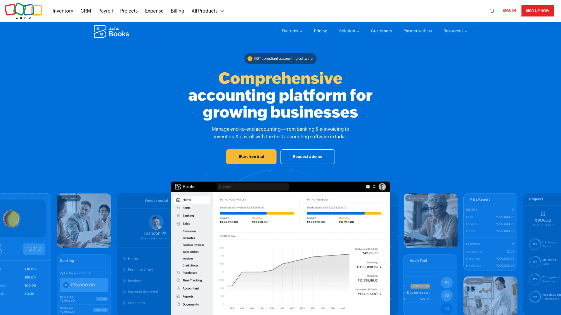 Zoho Books Website Homepage